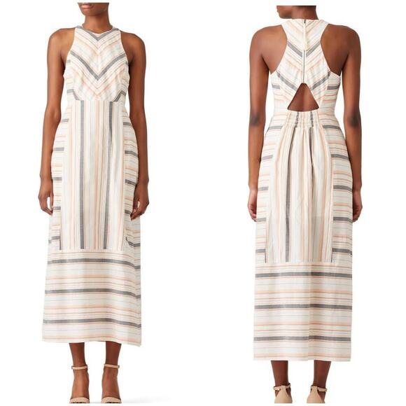 The Jetset Diaries TJD Dress Brighten Maxi Stripe Cotton White Blue Pink M - Picture 1 of 7